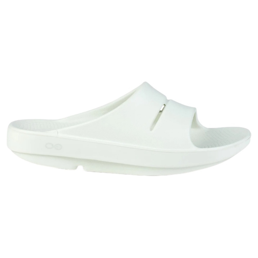 Oofos Ooahh White Slide Sandals